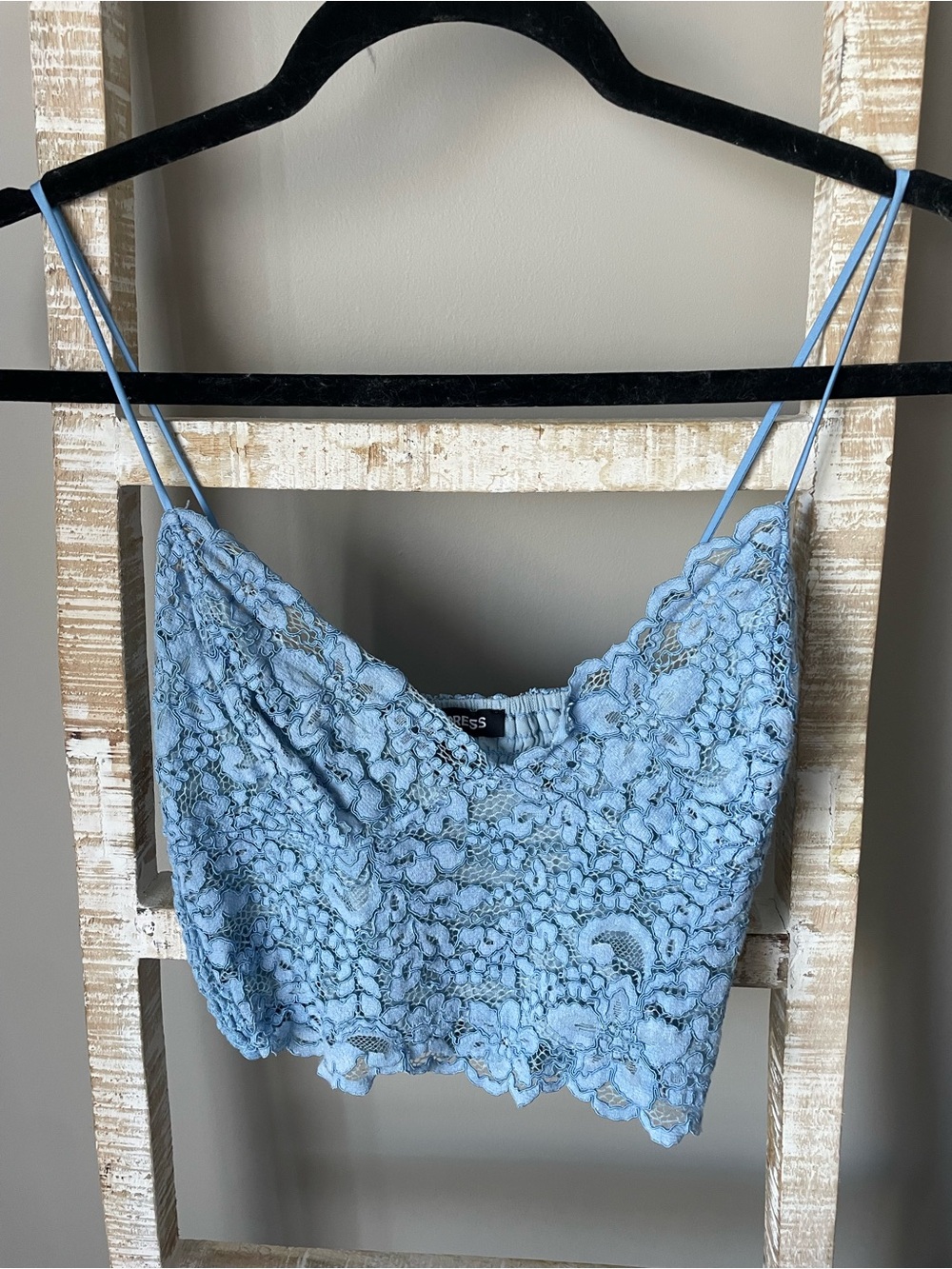 Express Light Blue Lace Camisole Crop Top